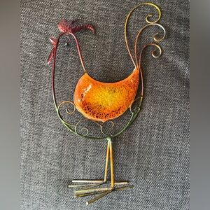 Colorful Metal Rooster Decor